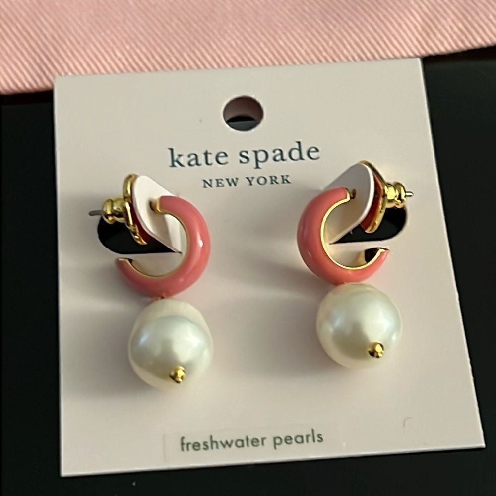 NWT Kate Spade Candy Drops Gold Tone Coral Earrings R1